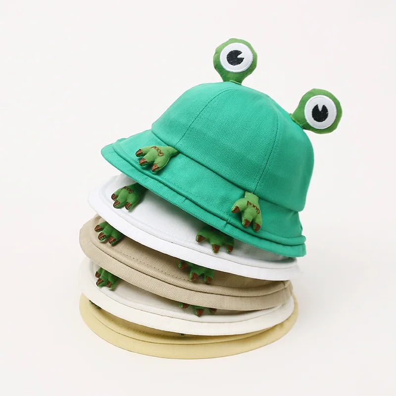 New Frog 2023 Parent-Child Bucket Hats With Eyes Summer Foldable Lightweight Sun Hat Fishing Caps For Women Teens Adult Kids smile