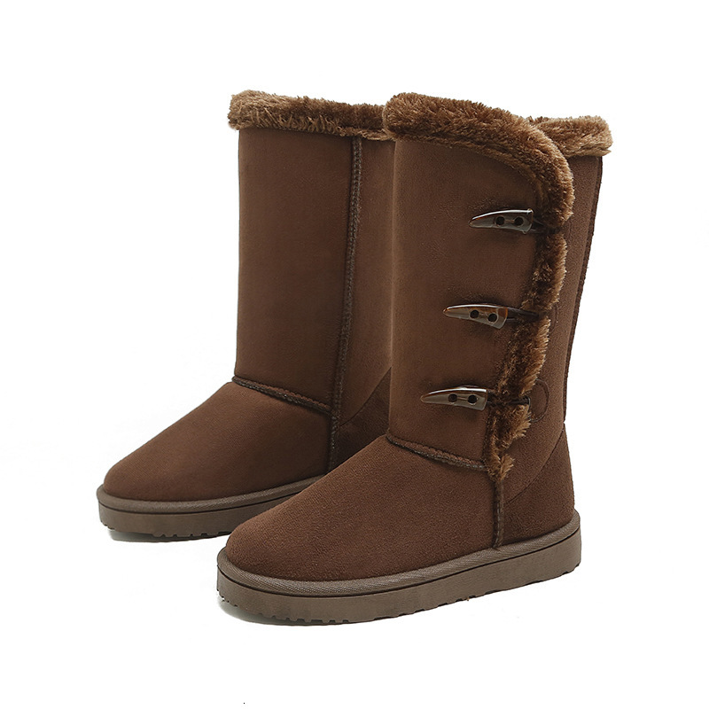 designer boot Cross border winter velvet fashion snow boots for women's warm and non slip cotton shoes with cow horn buckle for foreign trade 78f