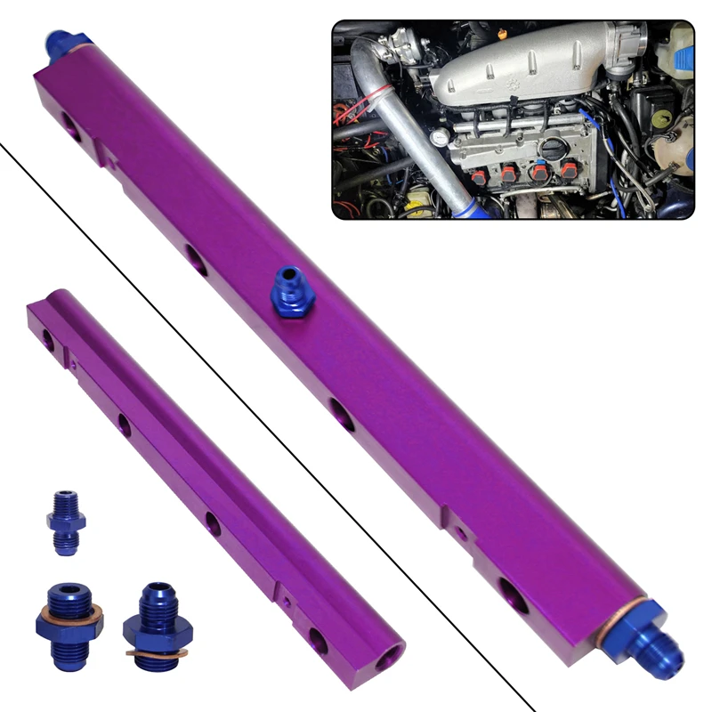 Aluminum High Flow Injector Fuel Rail kit Fits For Audi VW Golf GTI Jetta GLI Passat Turbo 20V VAG A3 S3 1.8L Purple/Blue