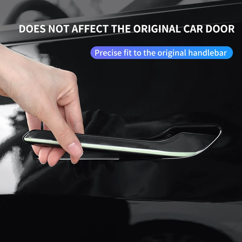 Model 3 Tesla For 2018-2023 2024/Model Y Night Light Door Handle Protector ddmysmile Luminous Handle Sticker Car Exterior Accessories Smile 2024/