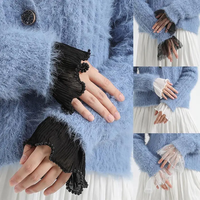 Cuffs Temperament Exquisite ddmysmile Lace Fake Sleeves Hand Sleeves Cuffs Women Detachable Shirt False Sleeves Scar Sleeves Lace Ruffles Smile
