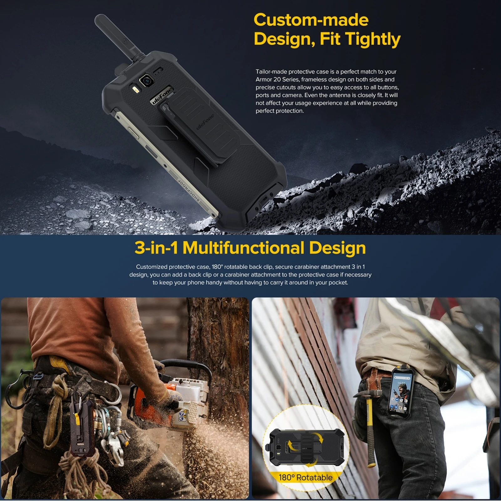 FOR Ulefone Case For Ulefone Armor 20WT Ulefone Back Clip Phone Case with Carabiner
