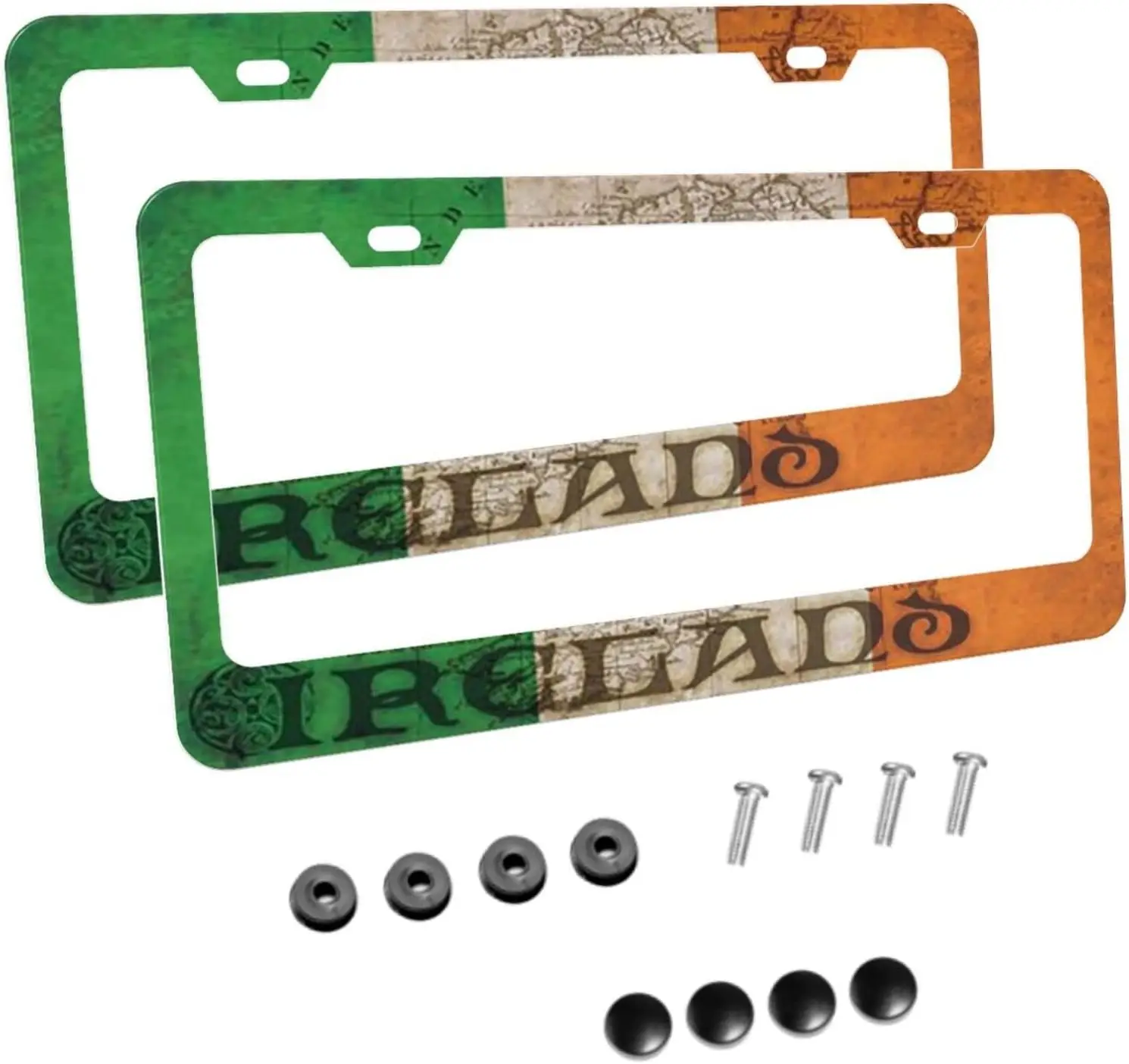 Ireland Vintage Sets ddmysmile 2 Flag Irish Metal License Plate Frame Auto Decorative Frames Cars Protector Cover Holder For US Standard Smile