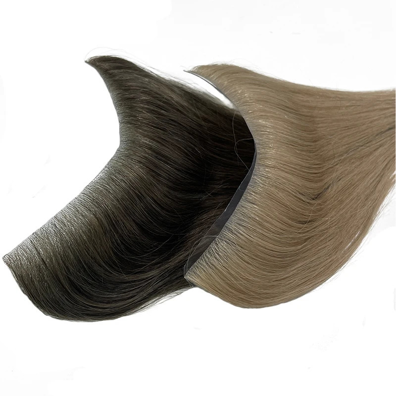 Invisible V Loop Human Hair Wigs 2.5x16 Colored V Front Men Toupee Mens Forehead Frontal Wig Thin Skin Pu Base V Style Hairline 241108