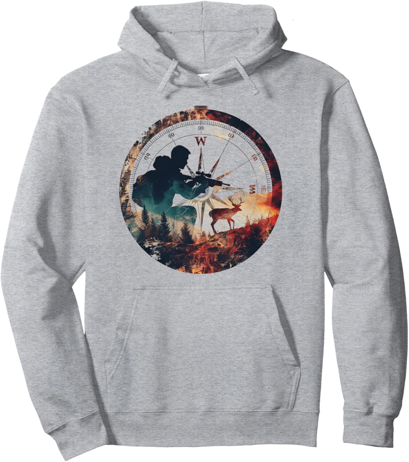 Hoodie for Mens Womens Hunting Compass Deer Hunter Gift Idea For Men Pullover Hoodie Graphic Hoodies sweatshirt
