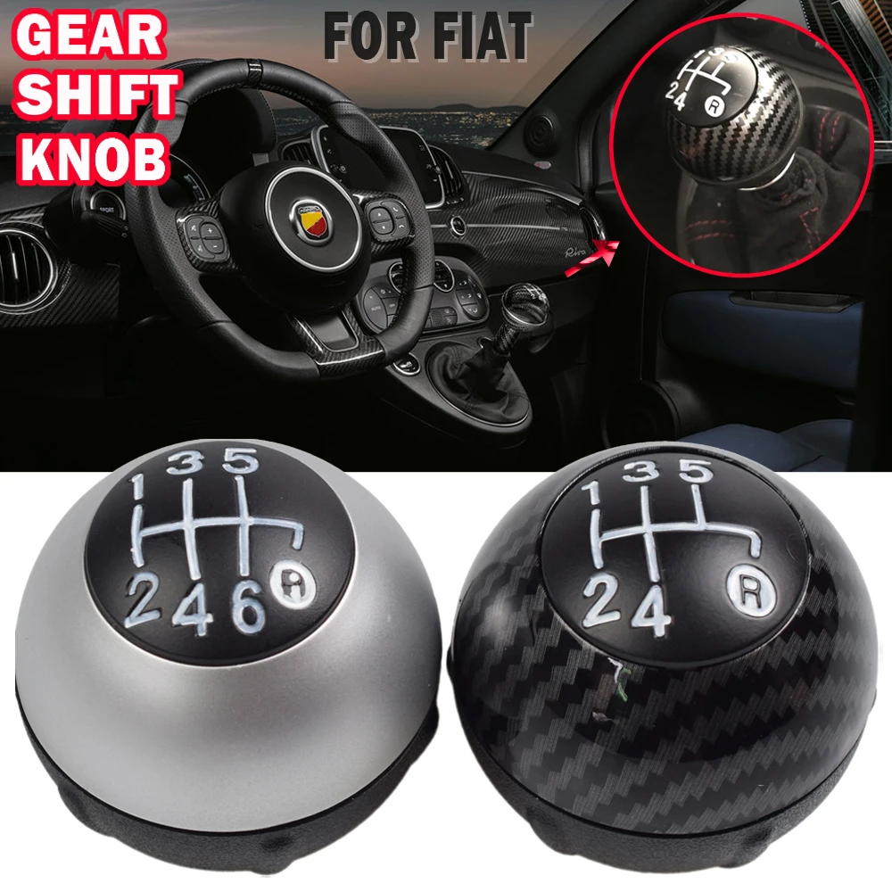 Speed Speed 5 6 Manual MT Chrome Car Gear Shift Knob For Fiat 500 2012 2013 2014 2015 2016 2017 2018 55344048 smile