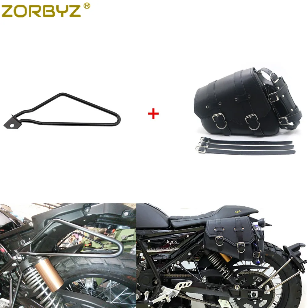 ZORBYZ Motorcycle Saddle Bag Saddlebags Luggage Bag Tool Side Bag & Support Bars Mount Bracket For Aprilia Mondial HPS 125 300