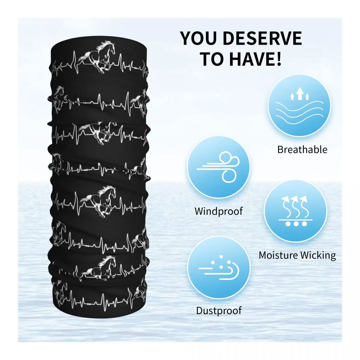 Horse Winter Riding Heartbeat Headband Neck Warmer Women Men Ski Cycling Tube Scarf Animal Lover Face Bandana Gaiter smile