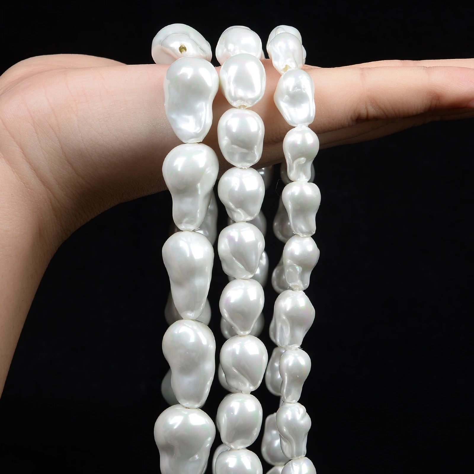 Natural Irregular White Baroque Shell Pearl Bead Round Loose Spaced Stone Bead Used for Jewelry Making DIY Necklace Bracelet 241108