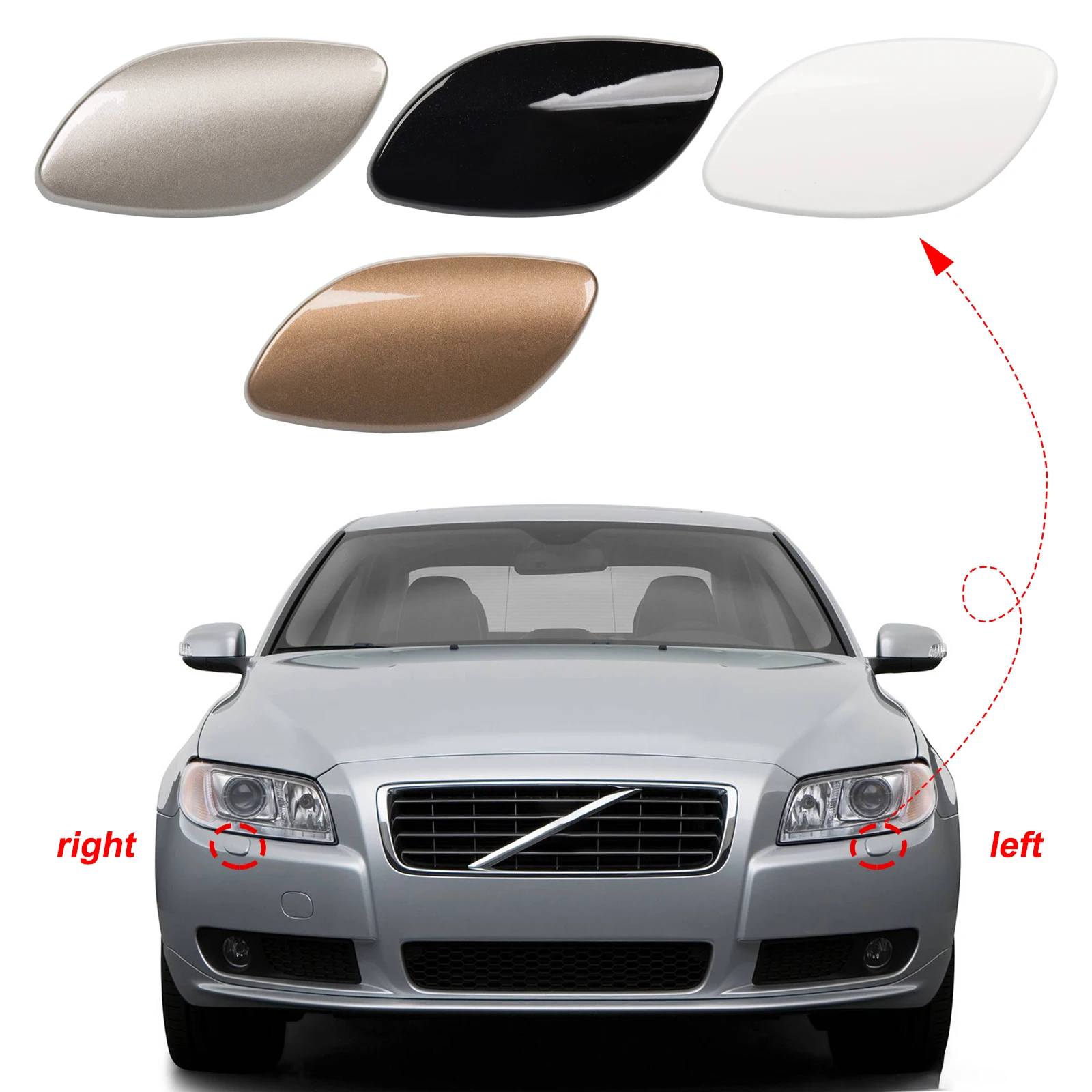 Front Bumper Headlight Washer Cover For VOLVO S80 Accessories 2007 2008 2009 2010 2011 2012 2013 39870059 39870060 Left Right
