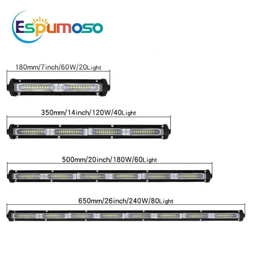 Led Work Light 12v Flood 7" 13" 20" Led Light Bar for Truck Trailer Lights Bar for Offroad Accessories 4x4 Jeep Working Traktor