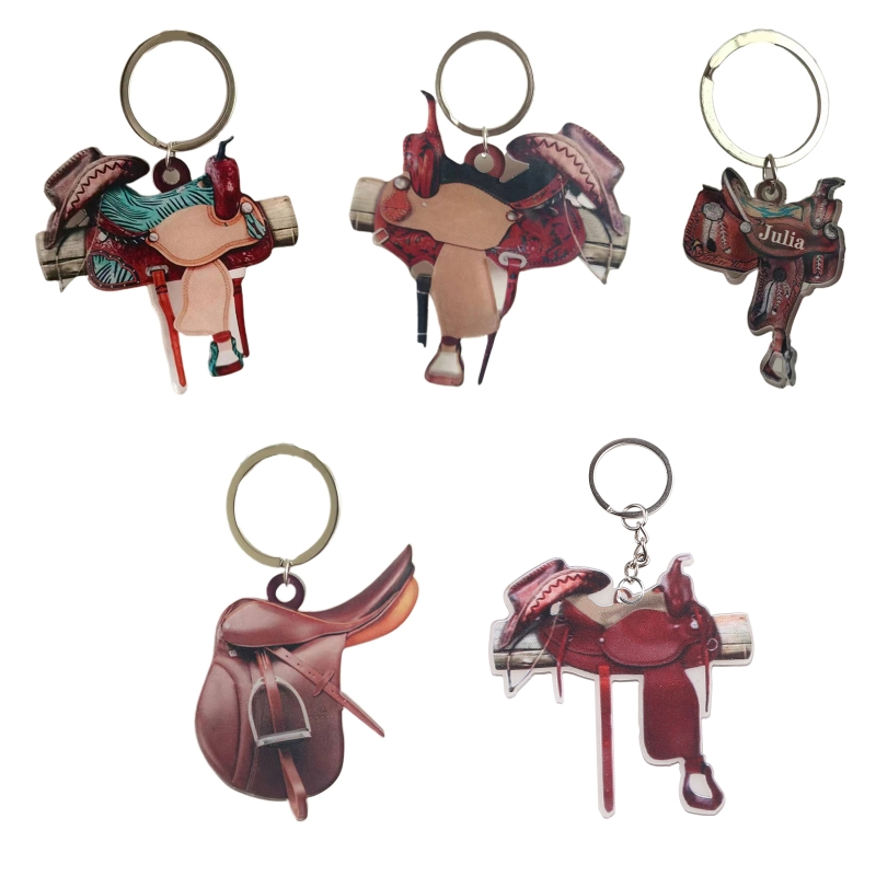 Western Horse Saddle Keychain Western Car Interior Decor Keychain for Key Gift for Horse Lover Acrylic Keyc