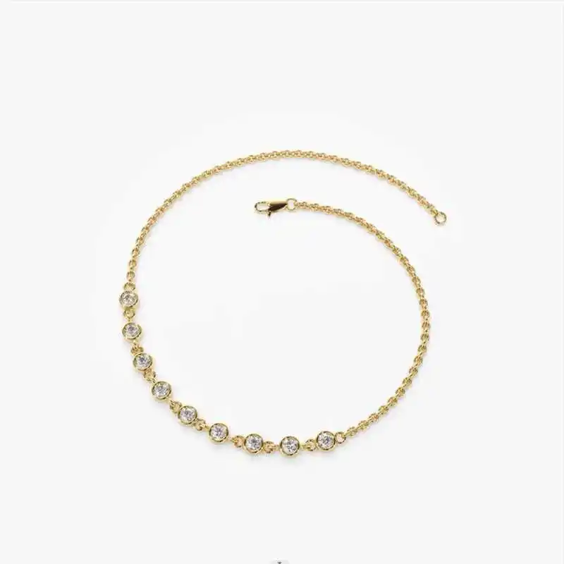 Moissanite Bezel Lnngy 3MM Bracelet Sterling Sier Adjustable Chain Bracelets for Women 2023 Trend Multilayer Wrist Jewelry smile