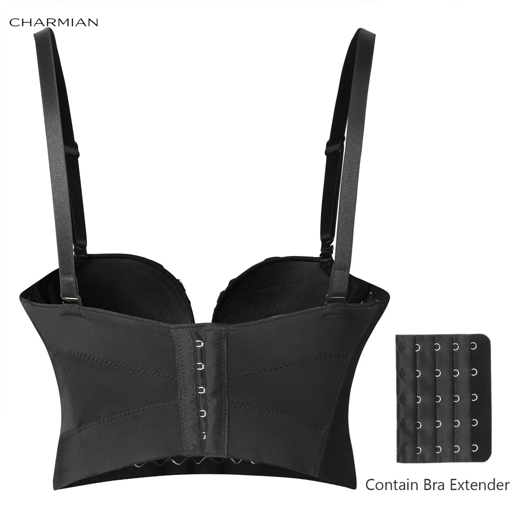 Crop Charmian Clubwear Party Top Bra Women's Sexy Punk Push Up Spaghetti Straps Rhinestone Beaded Studded Party ddmysmile Bustier Bra Tops Smile