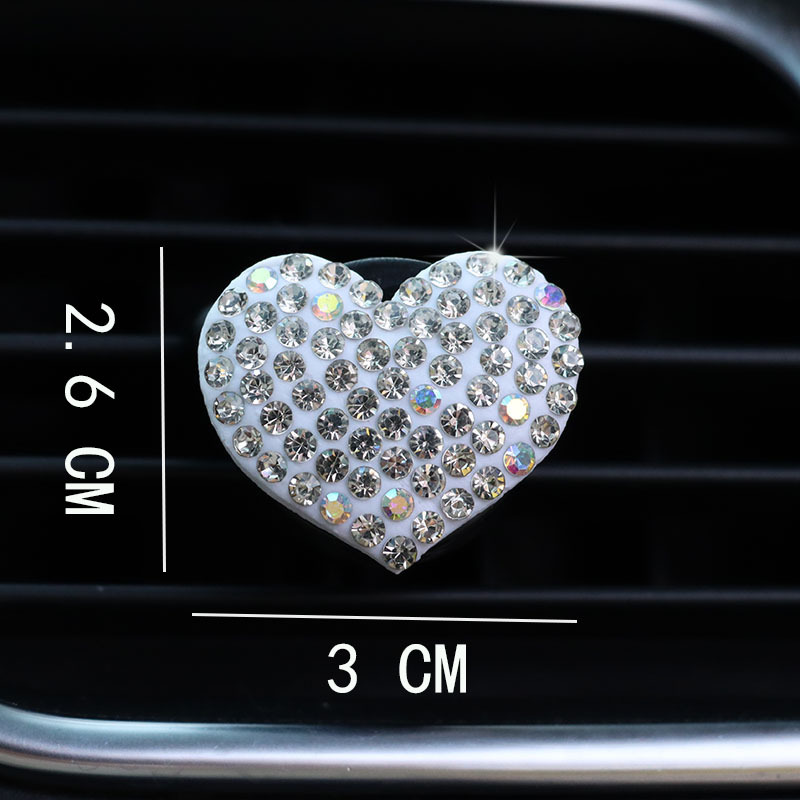 Creative Rhinestone Car Air Outlet Clip Heart shaped Conditioning Perfume Clips Auto Interior Accessories 5