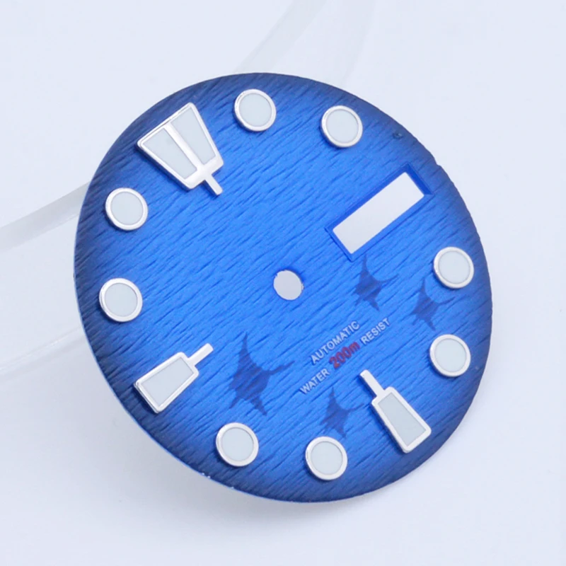 Seiko Blue Dial C3 Green Luminous 28.5mm Watch Dial for NH35 NH36 Movement Fits SKX007 6105 SRPD Tuna Monster Turtle Watch Case