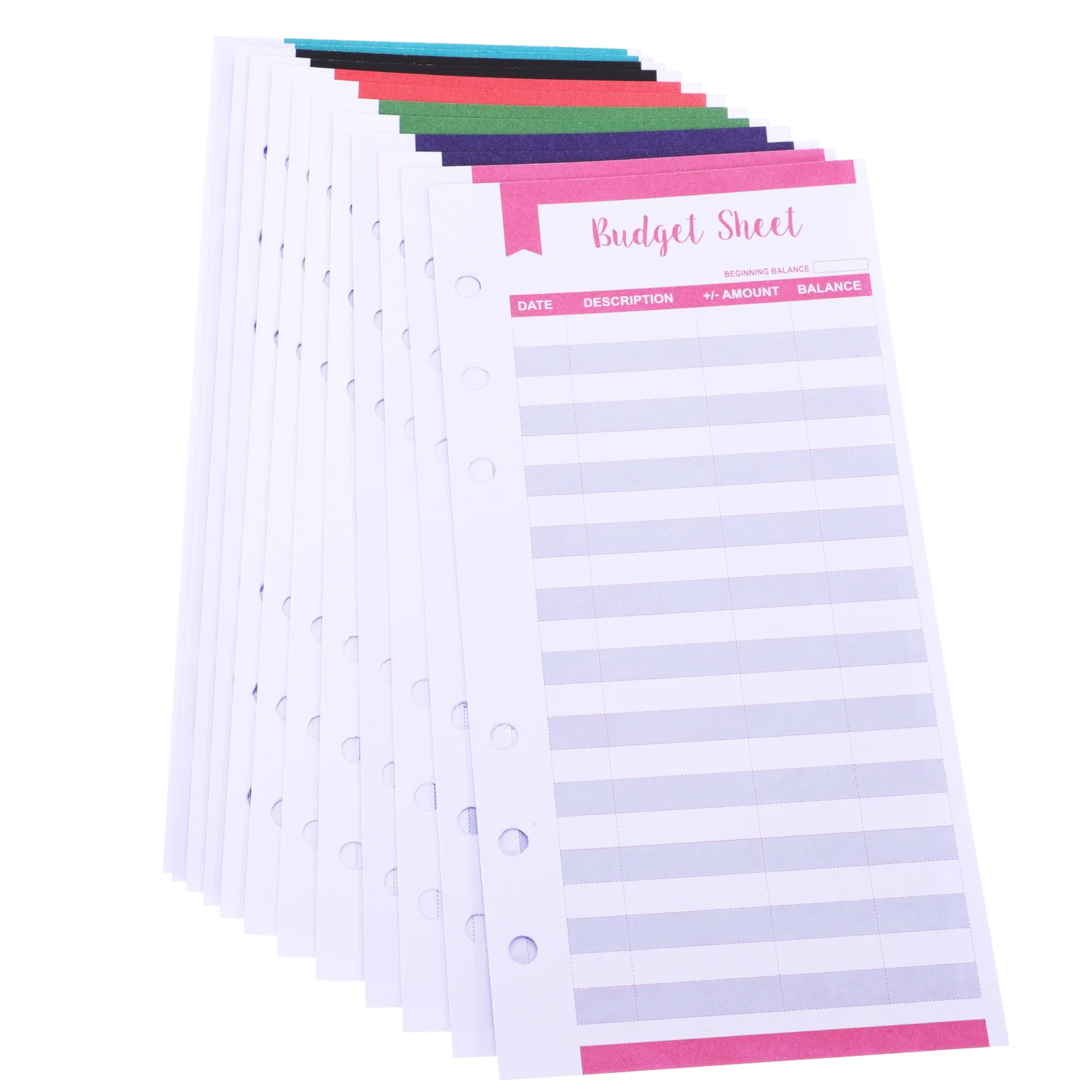 20Pcs Expense Budget Sheets, Budget Sheets with Holes Cash Expenditure Manager 6 Rings Binder Budget Sheets for Cash Organizer
