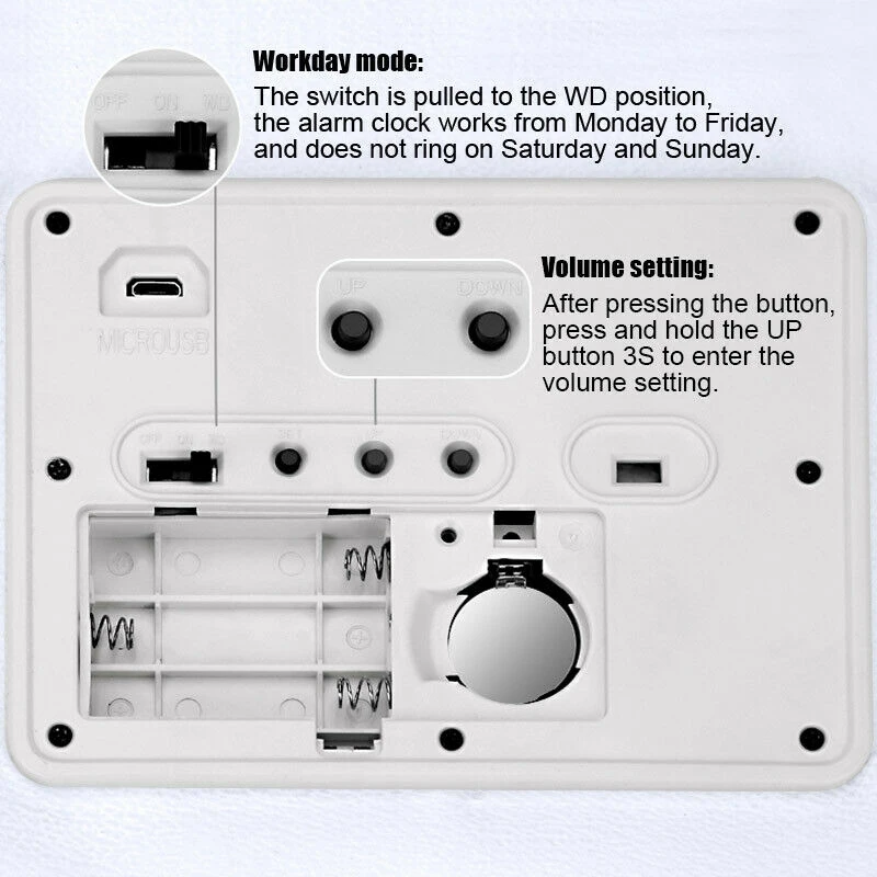 Alarm Clock Stand On Pressure Sensitive Battery Smart Alarm Clock Mat Floor Rug LED Time