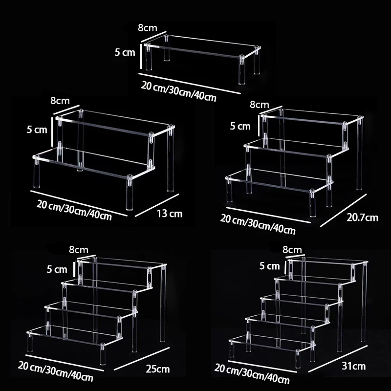 1-5 Layer Acrylic Display Risers,Clear Shelf Cupcake Display Stand for Food Desserts Perfume Organizer Funko POP Collections