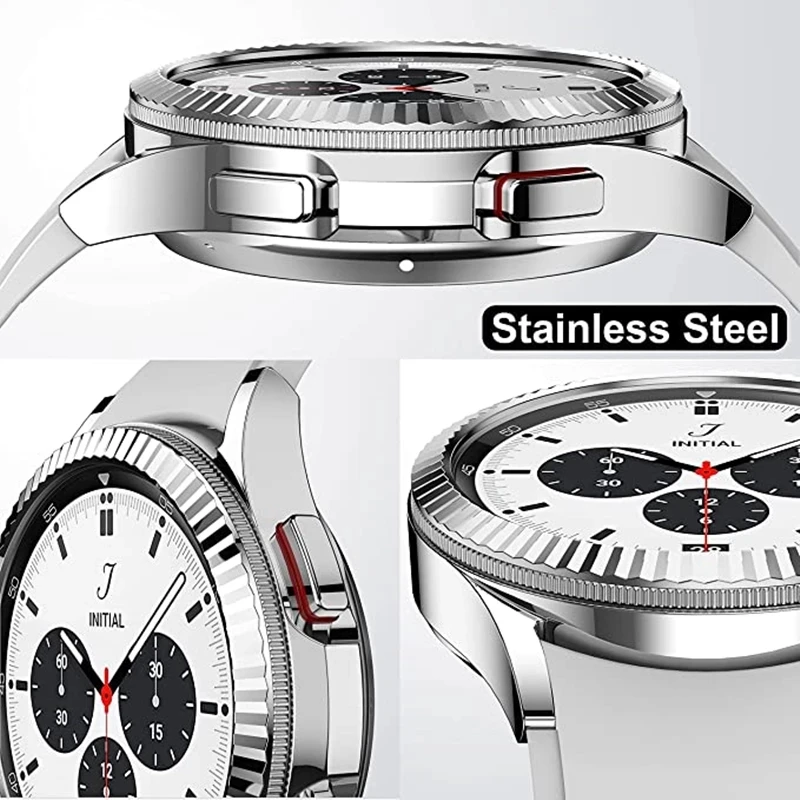 Watch Galaxy for Samsung 4 6 Classic 43mm 47mm Metal Strap+Protective Case+Ring Bezel Band Galaxy Watch 3 45mm 41mm Bracelet smile Strap+Protective Ca