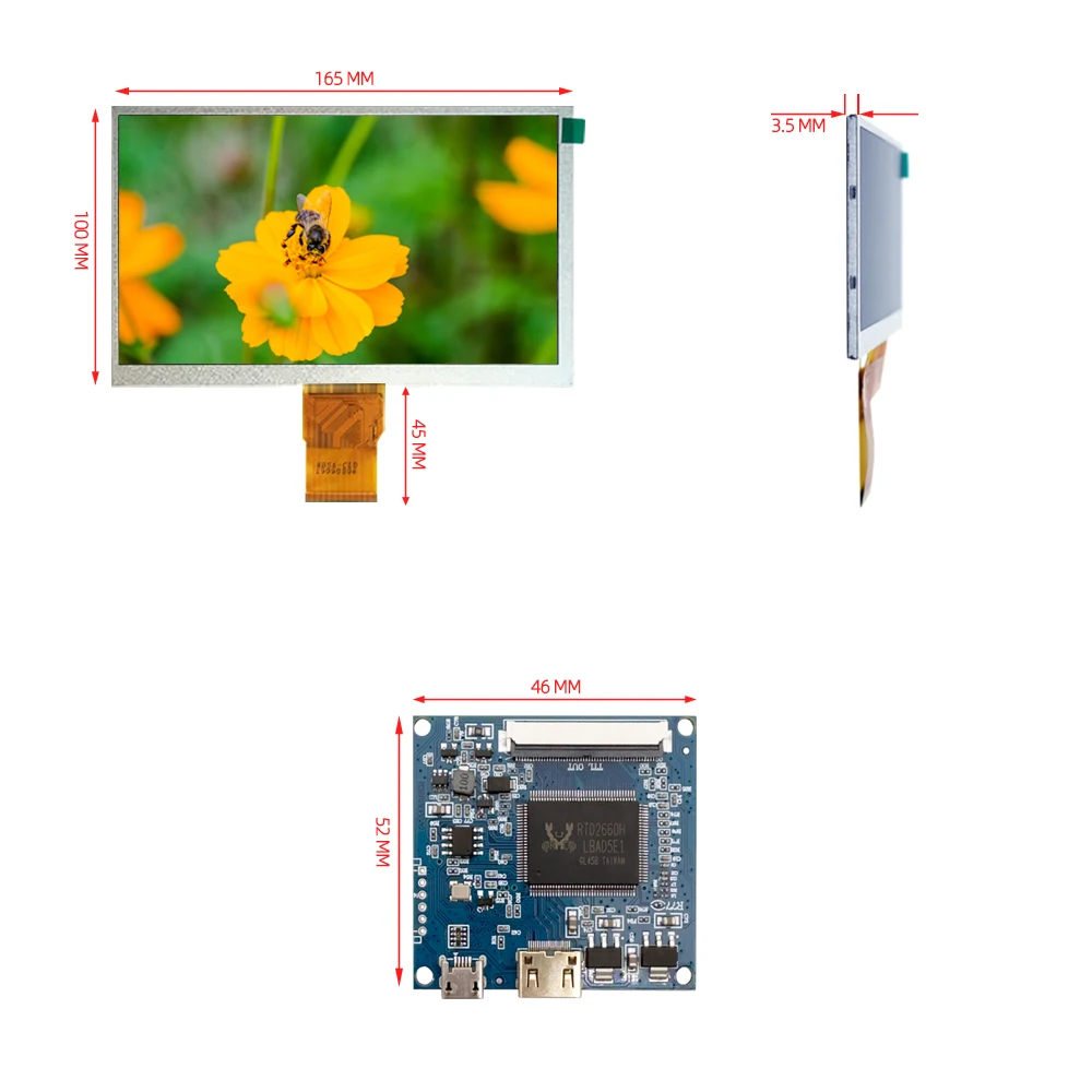 7-inch 1024 * 600 IPS full view mini HDMI interface computer secondary screen Raspberry Pi industrial control LCD screen