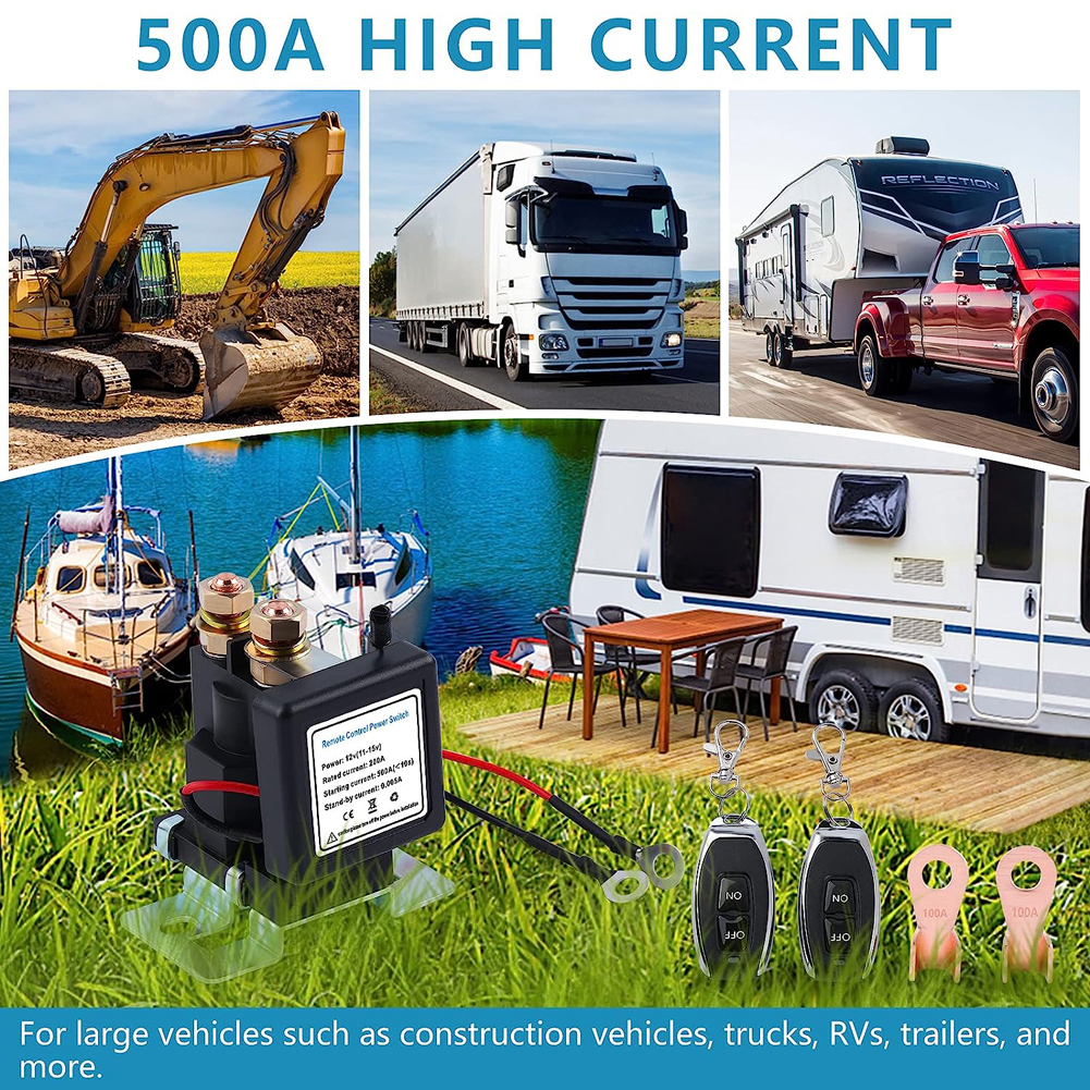 Energy Saving Isolator 12V 500A Remote Control Power Switch with Quick Power Kill Remote Power-off Switch for Marine Boat RV Car