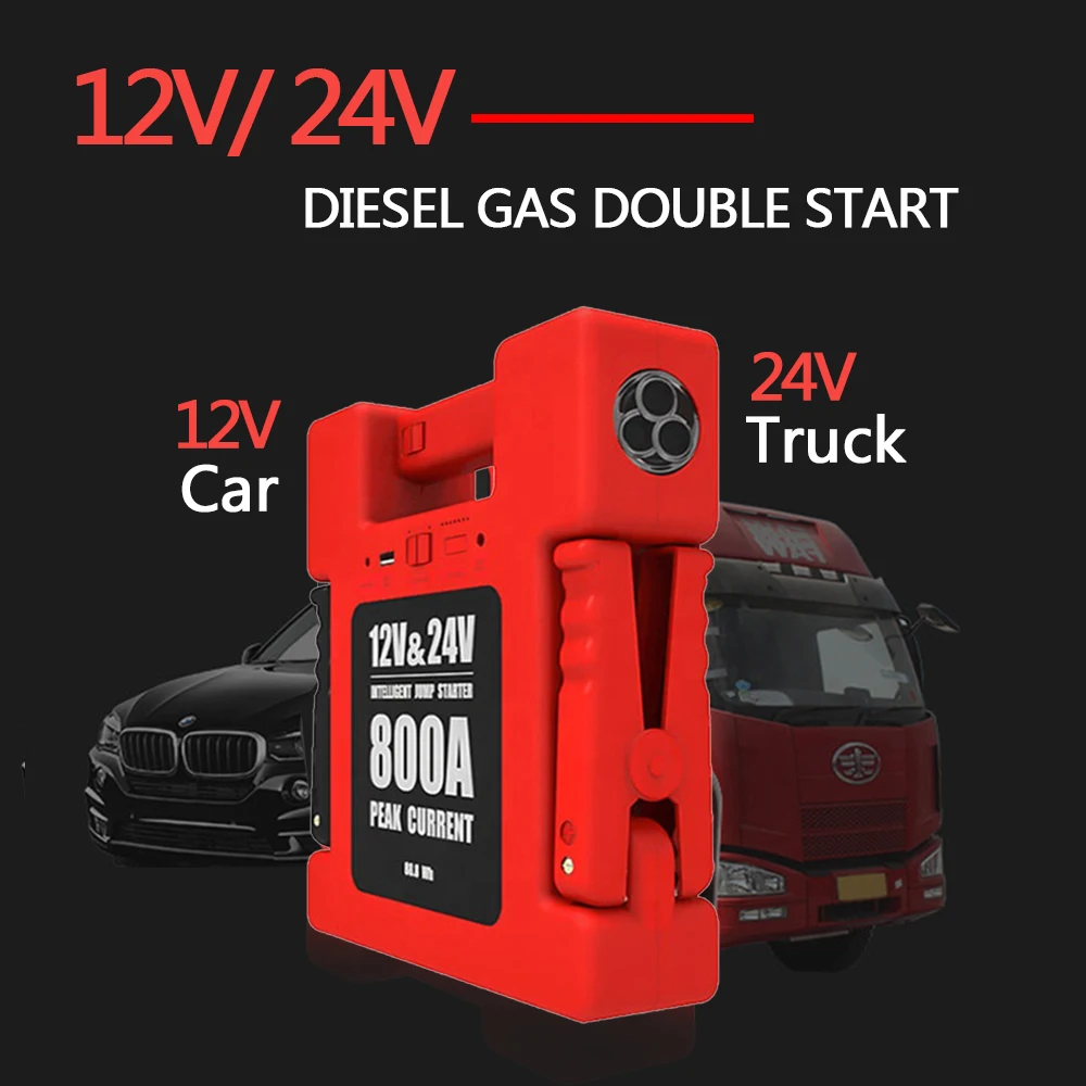 COSSIFTW OEM ODM 12/24Volt 24 Tonnes Truck Car Jump Starter 24000mAh Removable Booster Peak current 800A jump starter
