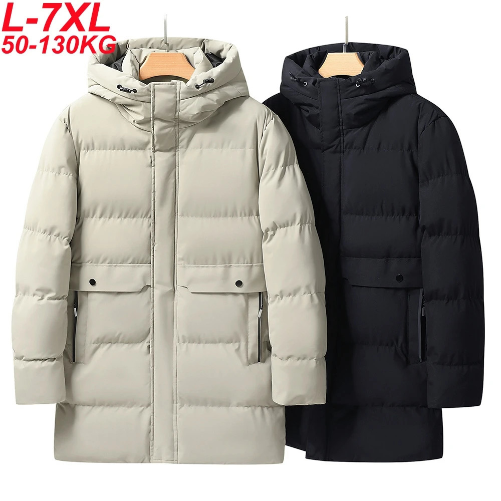 Plus Size 7XL Parka Mens Waterproof Graphene Lining Winter Warm Thick Cotton Pad Long Jacket Windproof Coat 241108