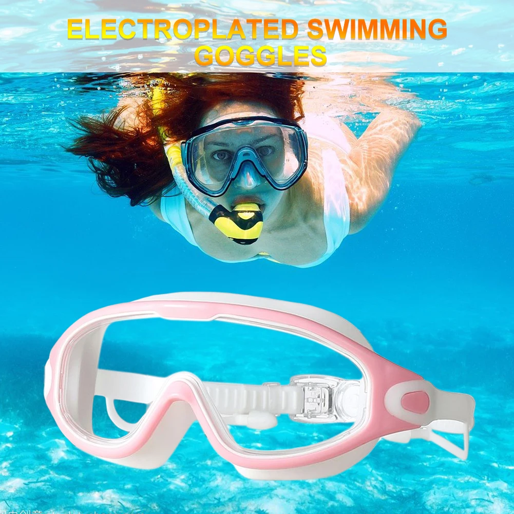 Flat Light Swimming Goggles Anti-fog Snorkeling Diving Swim Eyewear Waterproof Big Frame Glasses Men Women Swimming Accessories