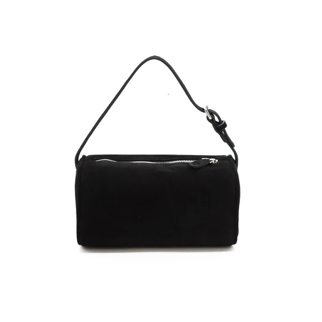 Donna-In First Layer Cowhide Mini Suede Handbag Real Leather Square Pen Container Bag For Women Suede Zipper Style Thread