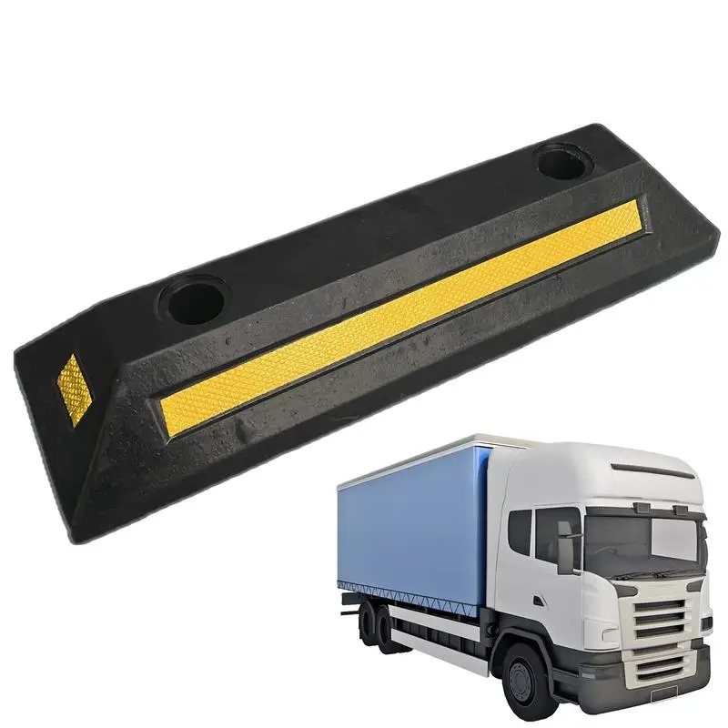 Car Stoppers For Garage Heavy Duty Rubber Parking Curb Guide With Yellow Reflective Tape Parking Space Stopper wheel aligner
