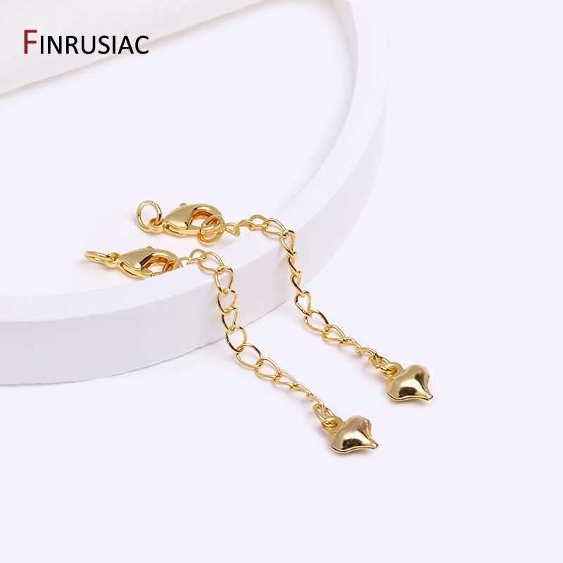 18K gold-plated 60mm bracelet tail extension chain brass metal heart extension chain for jewelry making DIY jewelry accessories W241109