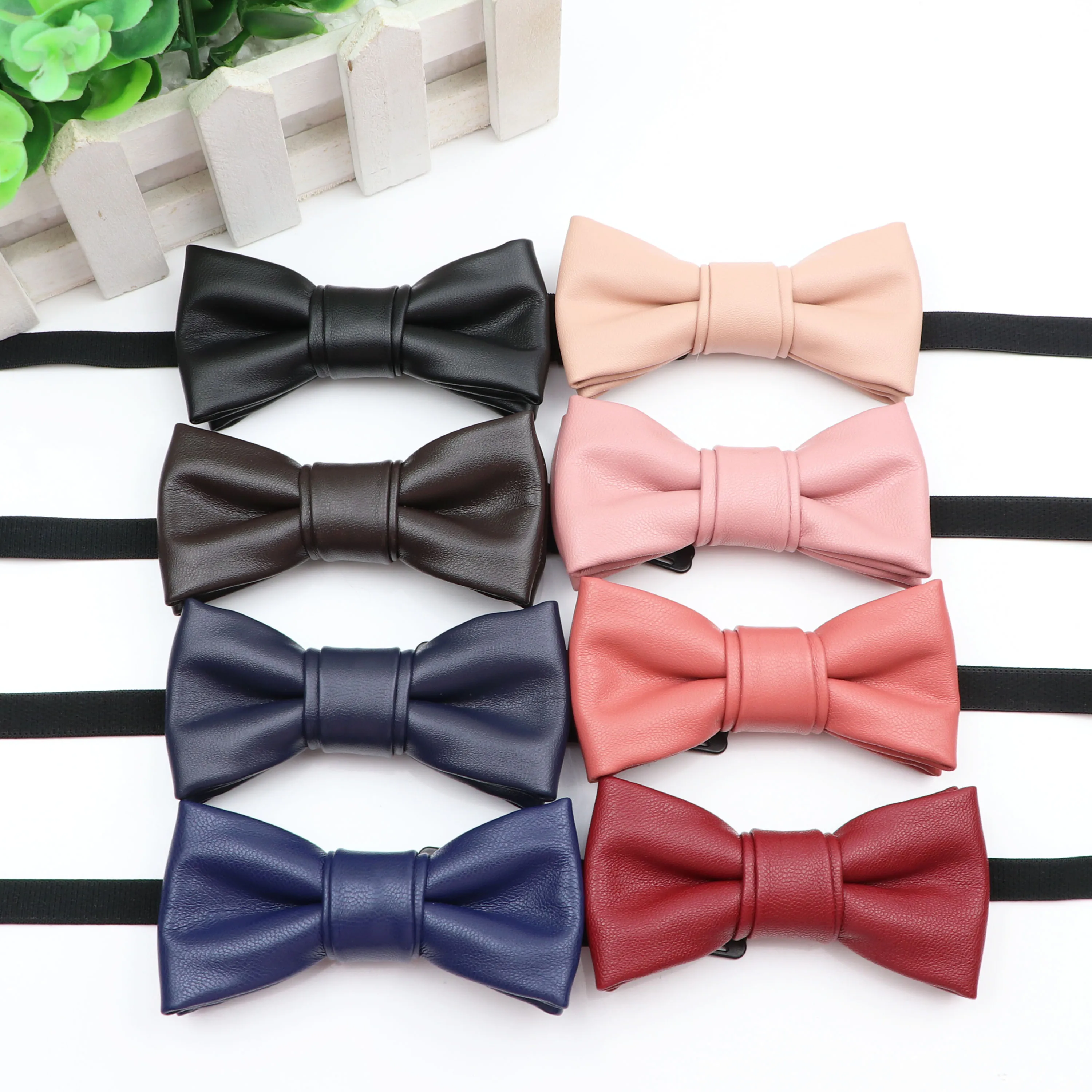 Classic High Kids Quality PU Pattern Leather Ties Butterfly Wedding Party Bowtie Solid Color Bow Tie For Boys Gilrs Party Gifts smile
