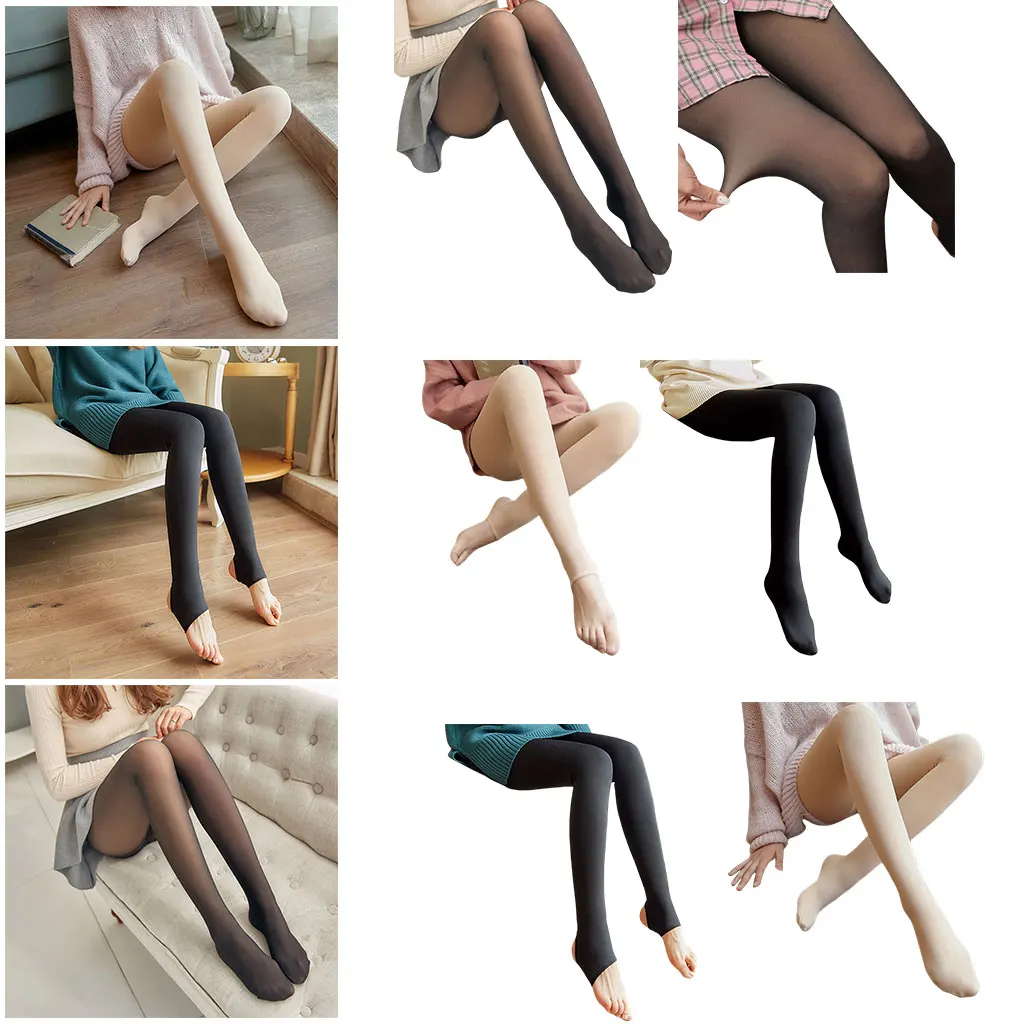 Sexy Spring Autumn 80g Warm Thermal Pantyhose Women Sock Pant Fake Stockings Panty Skin Effect Thin Translucent Tights Leggings smile