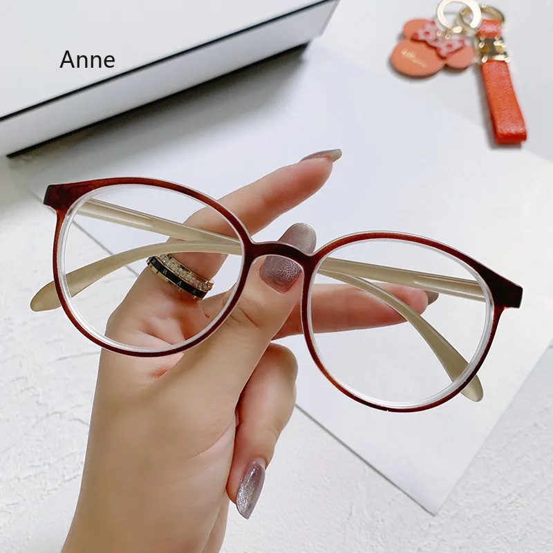 ddmysmile Clear Lens Round Women's Myopia Glasses Transparent Near Sight Frame Eyeglasses Eyewear Unisex Anti-Blue Ray Diopter Myopia Smile