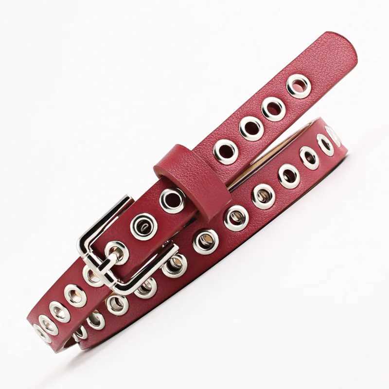Wendai Punk Cool Metal Buckle Adjustable Double Eyes Grmet Leather Fashion Belt Jeans Dress Perforated Belt X2412091