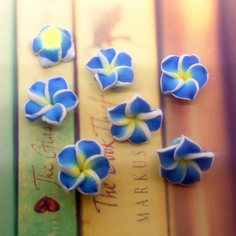 Mini 30pcs Tiny 10mm Small Flatback Polymer Clay Frangipani Flowers For Stud Earrings Jewelry Making Microlandscape Decorations smile