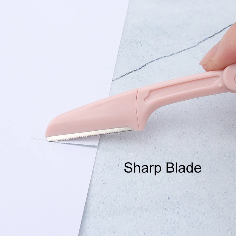 3Pcs Portable Safety Brainbow Eyebrow Trimmer Razor Shaver Eye Brow Shaper Hair Remover Set Facial Hair Remover for Women Makeup smile