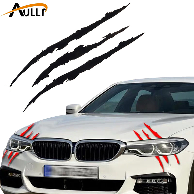 Monster Reflective Car Sticker Claw Marks Scratch Stripe Auto Headlight Decal Dinosaur Raptor Paw Marks Decor Accessories smile