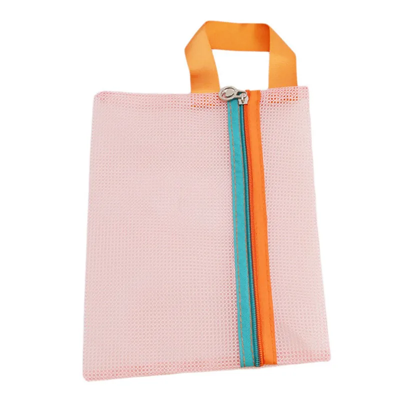 Simple Mesh Cosmetic New Storage Bag Clear Zipper Pencil Case Makeup Pouch Portable Travel Toiletries Handbag smile