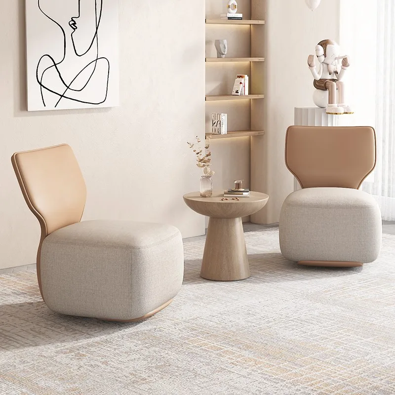 MOMO Log Light Luxury Lazy Sofa Chair Scandinavian Living Room Single Chair Fabric Low Stool Balcony Leisure Backrest Chair