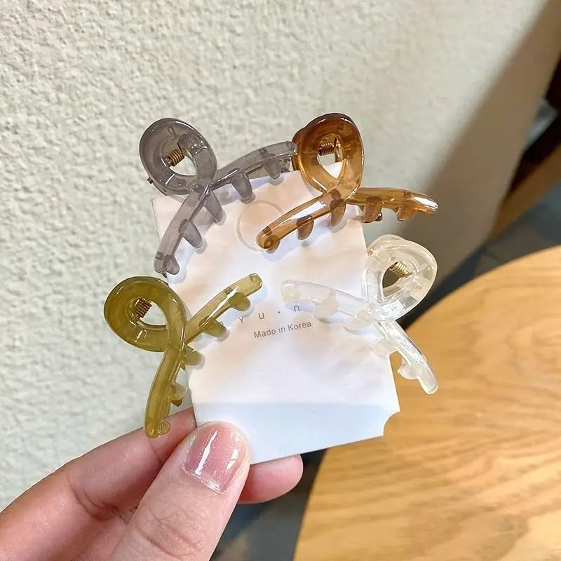 Claw Hair 2PCS Small Jelly Color Acrylic Crabs For Hair Geometric Cross Hair Clamps Girls Bang Hairpin Headwear Accessories smile