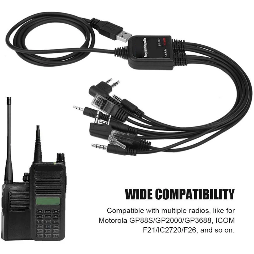 Multifunctional 8 In 1 2025 USB Programming Cable Compatible new With Walkie Talkie For KENWOOD/QuanSheng/HYT/Motorola/YAESU/ICOM Radio