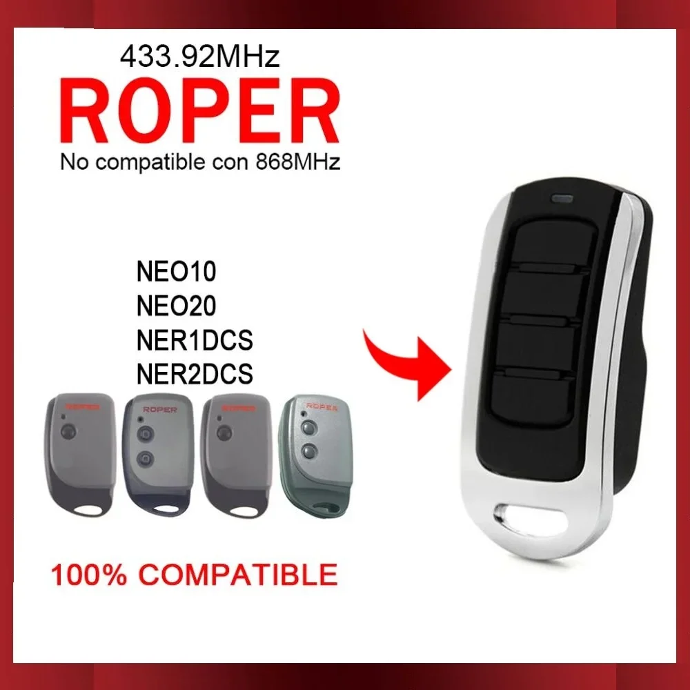 For ROPER NEO10 NEO20 NER2DCS NER1DCS Garage Door Remote new Control 2025 433.92MHz Rolling Code Compatible With ROPER Remote Control