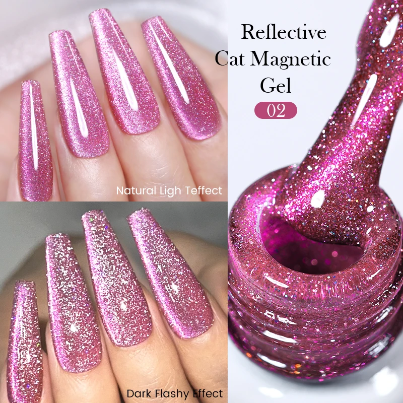 BORN PRETTY 10ml Reflective Glitter Gel Nail Polish Sparkling Shining Cat Magnetic Gel Snowlight Effect Soak Off UV Varnish