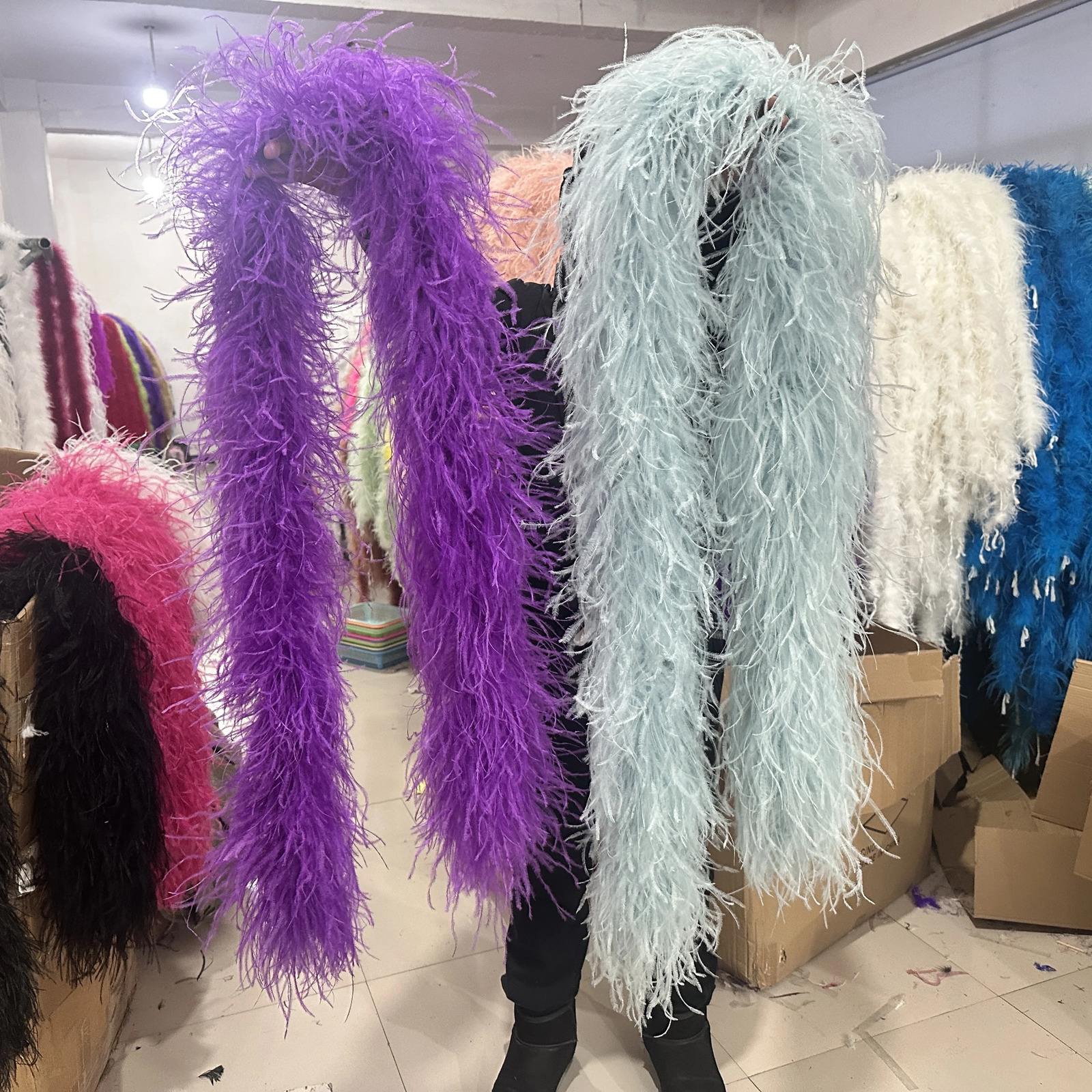 2M Real Ostrich Feathers Boa Decoration for Wedding Party Dress Shawl Clothes Sewing Accessories Crafts Plumes 1 3 5 9 20 PLY 241108