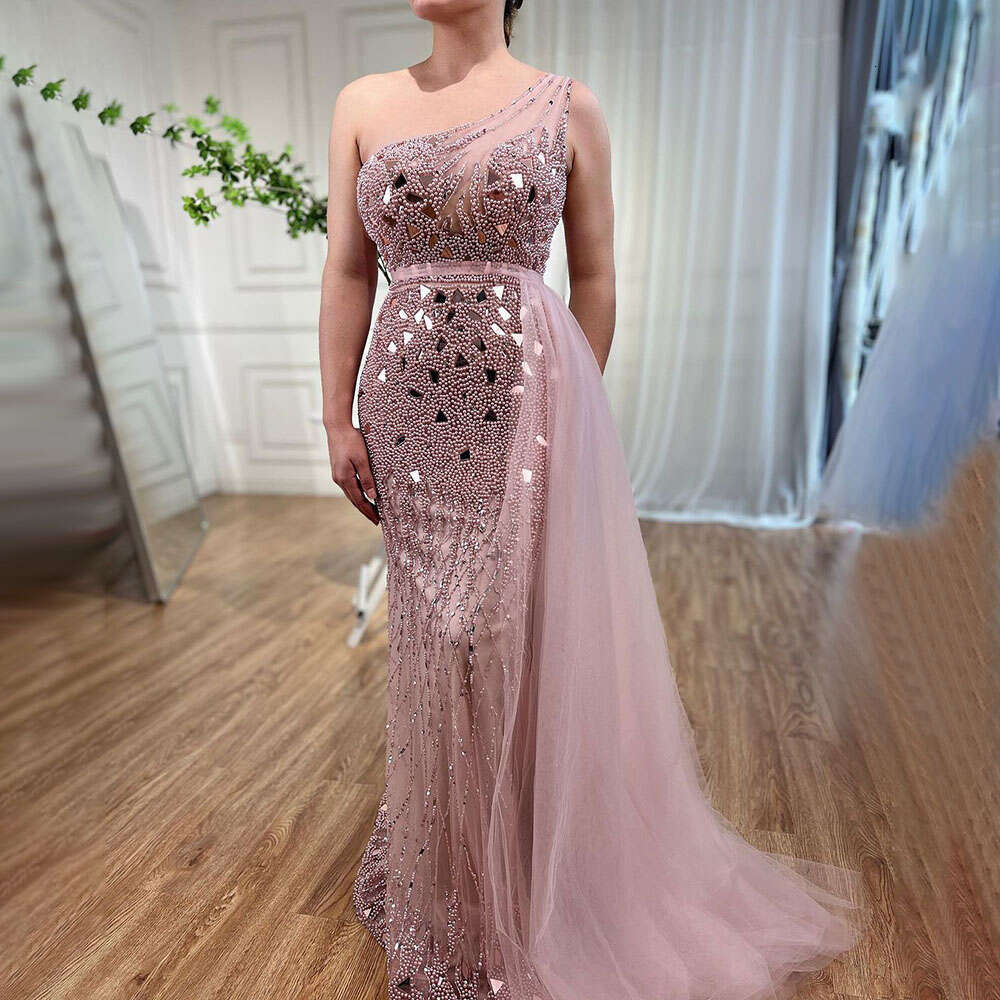 Purple Serene Hill One Shoulder High Split Beaded Evening Dresses Gowns For Formal Ocn LA Customized Mal