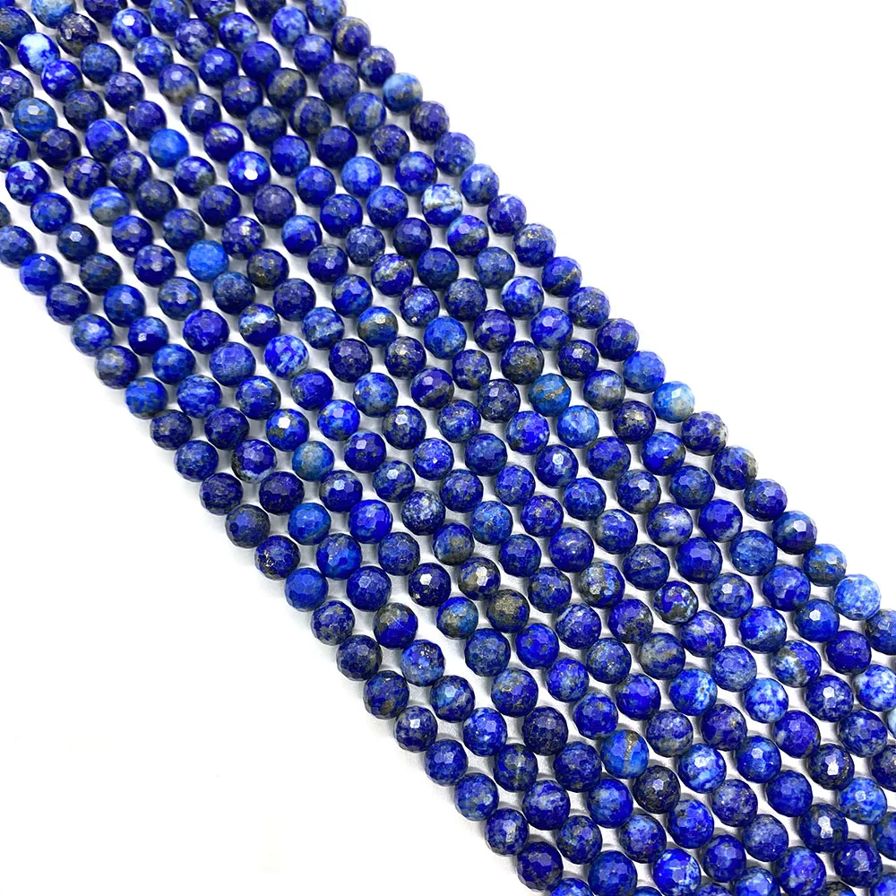 Lapis Lazuli Natural Stone Beads 6mm Faceted Round Charms Beads for Jewelry Making Earring Bracelets Necklaces DIY Accessories