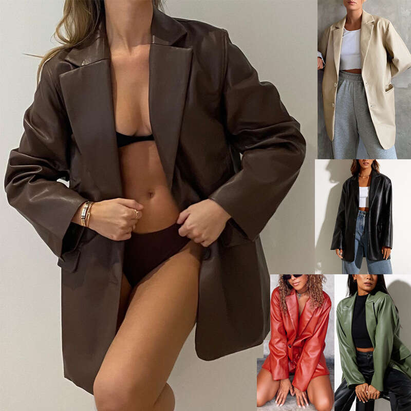 shanshi leather jacket women Women's Autumn/Winter New Leather Casual Warm Suit Jacket for Women