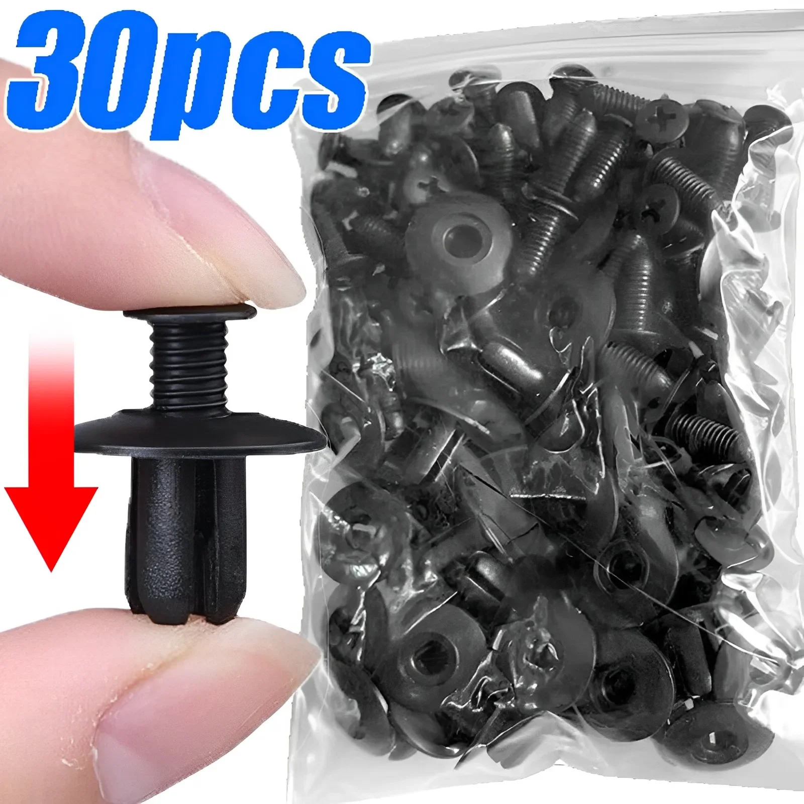 1/30pcs 8mm Plastic Rivets Fasteners Screw Car Bumper Fender Black Rivet Car Fastener Clips for Toyota Focus Kia Nissan Yamaha